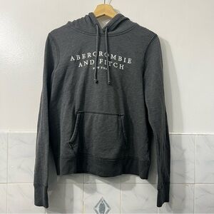 Abercrombie & Fitch Gray Cropped Oversized Fleece Hoodie Women’s M Casual Preppy